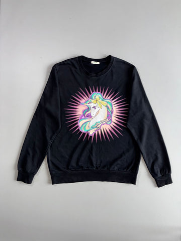 Hu Xiu Unicorn Graphic Crewneck Sweatshirt Black (XL)