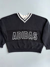 Adidas | Black White Stripe V-Neck Sweatshirt | L-24,C-58 Oversized
