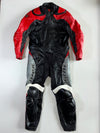Dainese Red & Black Genuine Leather 2-Piece Motorcycle Racing Suit (PADDED) w/ Back hump (Jacket size :M/L) (Biker Pant : W:38|L:38)