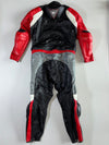 Dainese Red & Black Genuine Leather 2-Piece Motorcycle Racing Suit (PADDED) w/ Back hump (Jacket size :M/L) (Biker Pant : W:38|L:38)
