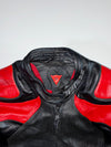 Dainese Red & Black Genuine Leather 2-Piece Motorcycle Racing Suit (PADDED) w/ Back hump (Jacket size :M/L) (Biker Pant : W:38|L:38)