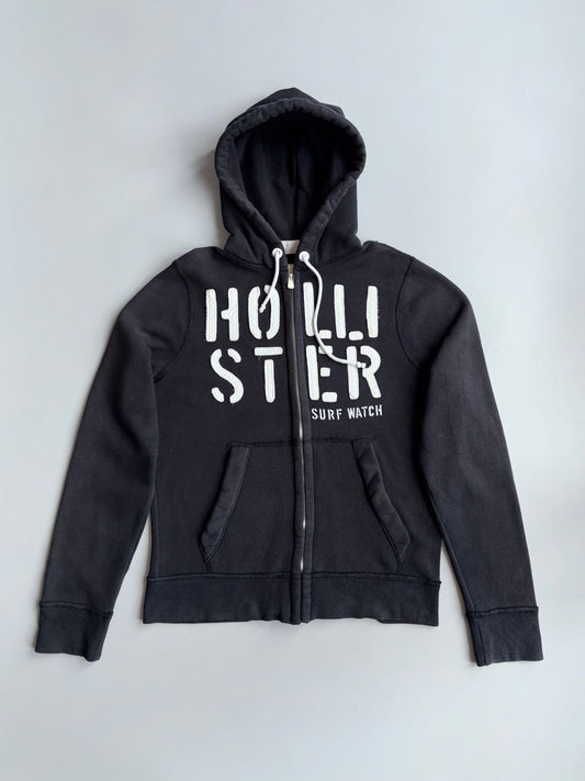 Hollister | Black Graphic Zip Hoodie | (M)