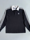 Adidas | Black White Stripe Rugby Polo | (L)