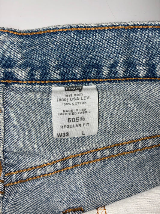 Levi’s 505 Regular Fit Denim Shorts Light Wash (W:32) (L:20.5)