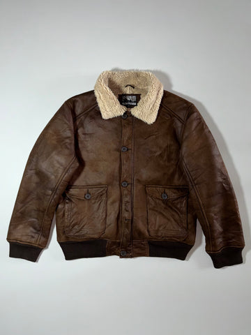 Identity Wear Brown Faux Shearling Bomber Jacket (2XL)