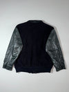 Kingsman Wool & Leather Varsity Jacket  Black wool body, leather sleeves (3XL)