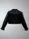Yippie Company Black Leather Cropped Jacket  Suede panel accents (XS)