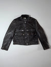 Zadig & Voltaire Black Leather Moto Jacket  Zip pockets (XS)