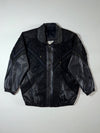 Maggie Lawrence Collection Embossed Leather Jacket  Black paisley-textured leather, (XL)