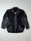 Maggie Lawrence Collection Embossed Leather Jacket  Black paisley-textured leather, (XL)