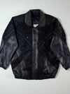 Maggie Lawrence Collection Embossed Leather Jacket  Black paisley-textured leather, (XL)