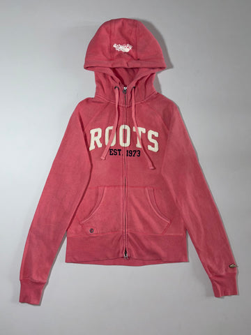 Roots Pink Vintage Wash Zip Hoodie Women's (XS)