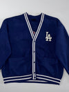 LA Dodgers MLB Striped Button-Up Cardigan Navy (XL)