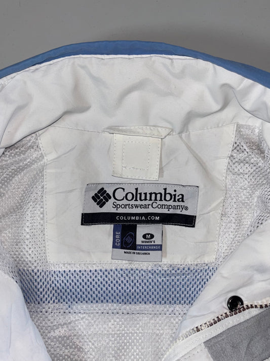 Columbia Sportswear White/Blue Colorblock Ski Jacket – Women’s Core Interchange, (L)
