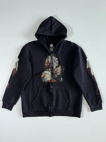 Rock Eagle Native American Graphic Zip Hoodie (M)