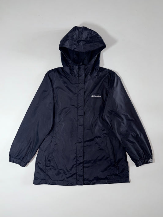 Columbia Navy Hooded Rain Jacket – Lightweight nylon, mesh lining, (M)