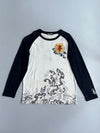 Big Train | White Navy Graphic embroidered Long Sleeve Tee | (L)