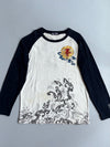 Big Train | White Navy Graphic embroidered Long Sleeve Tee | (L)