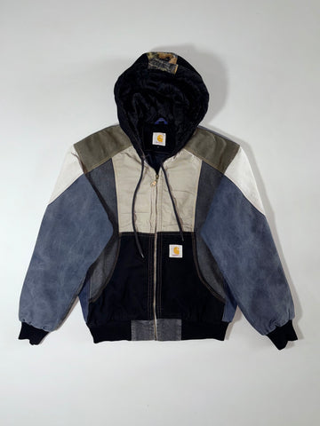 Carhartt Colorblock Patchwork Hooded Jacket Camo-lined hood, multi-tone panels (M)