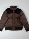 Vintage Lee Cooper Brown Western Puffer Jacket suede yoke panel, corduroy trim, (M)