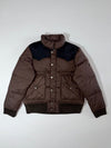 Vintage Lee Cooper Brown Western Puffer Jacket suede yoke panel, corduroy trim, (M)