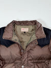 Vintage Lee Cooper Brown Western Puffer Jacket suede yoke panel, corduroy trim, (M)