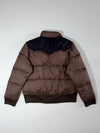 Vintage Lee Cooper Brown Western Puffer Jacket suede yoke panel, corduroy trim, (M)
