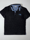 The North Face Donegal Tweed Polo – Black fleck with chambray trim, contrast collar (S)