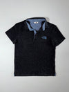 The North Face Donegal Tweed Polo – Black fleck with chambray trim, contrast collar (S)