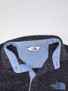 The North Face Donegal Tweed Polo – Black fleck with chambray trim, contrast collar (S)