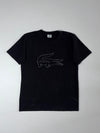 Lacoste Outline Croc Logo Tee – Black, tonal embroidered gator, (M)