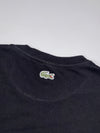 Lacoste Outline Croc Logo Tee – Black, tonal embroidered gator, (M)