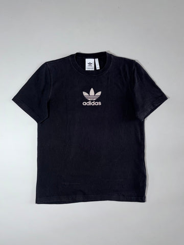 Adidas Trefoil Logo Tee – Black, classic chest logo, (L)