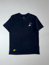 Nike Multi-Swoosh Embroidered Tee – Navy, tri-color logo placements, (L)