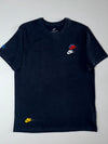 Nike Multi-Swoosh Embroidered Tee – Navy, tri-color logo placements, (L)