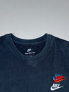 Nike Multi-Swoosh Embroidered Tee – Navy, tri-color logo placements, (L)