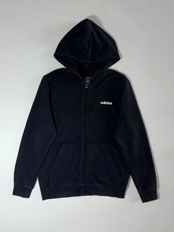 Adidas Full-Zip Hoodie – Black, Embroidered Logo  (S)
