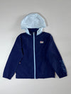 Fila Colorblock Windbreaker – Navy with Light Blue Hood, Sleeve Branding, (S)