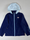Fila Colorblock Windbreaker – Navy with Light Blue Hood, Sleeve Branding, (S)