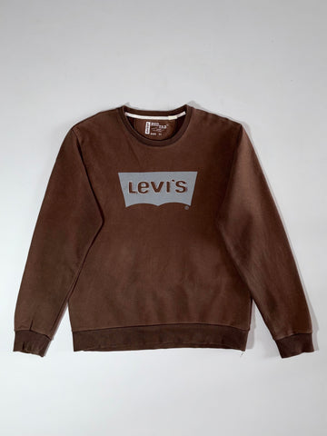 Levi’s Red Tab Batwing Sweatshirt – Brown, Grey Logo Print, (M)
