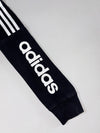 Adidas 3-Stripe Zip Hoodie – Black, White Stripes, Sleeve Logo Print, (S)