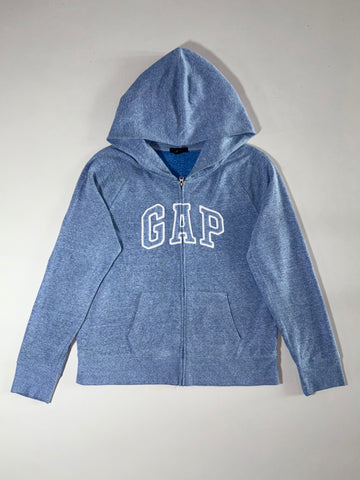 Gap Arch Logo Zip Hoodie – Heather Blue, Embroidered Logo,  Made in Vietnam  (L)