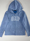 Gap Arch Logo Zip Hoodie – Heather Blue, Embroidered Logo,  Made in Vietnam  (L)