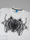VR Vintage Replica Graphic Tee – White, Cross & Crest Print, (XL)
