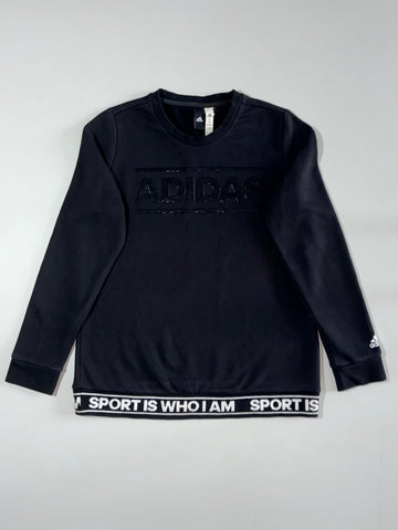 Adidas “Sport Is Who I Am” Tonal Logo Sweatshirt – Black  (S)