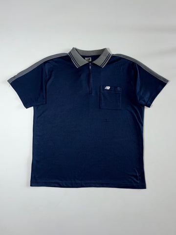 New Balance Quarter-Zip Colorblock Polo Navy/Grey  (XL/2XL)