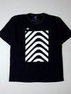 Adidas Running Wave Graphic Tee – Black, White Wave Stripe Print (XL)