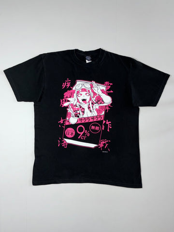 Sakura Anime Graphic Streetwear Tee “Deep Dive in Tokyo” Black (XL)