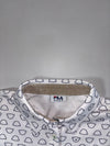 Fila Golf Bear-Print Polo – White, All-Over Bear Graphic, “8” Sleeve Patch (M)