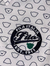Fila Golf Bear-Print Polo – White, All-Over Bear Graphic, “8” Sleeve Patch (M)